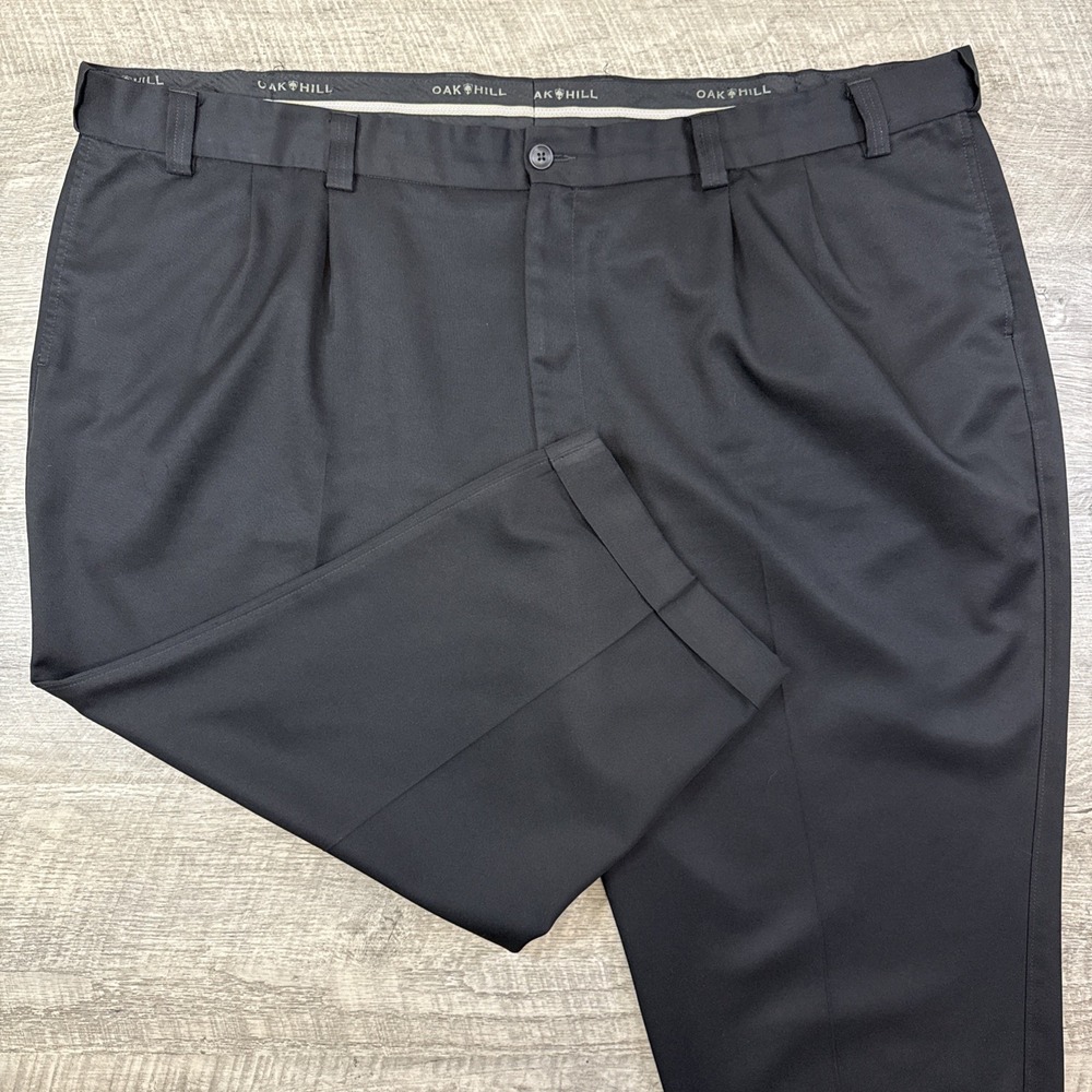 Oak Hill pants men's 54x28‎ hemmed to 23 black dress pleated cuffed trousers